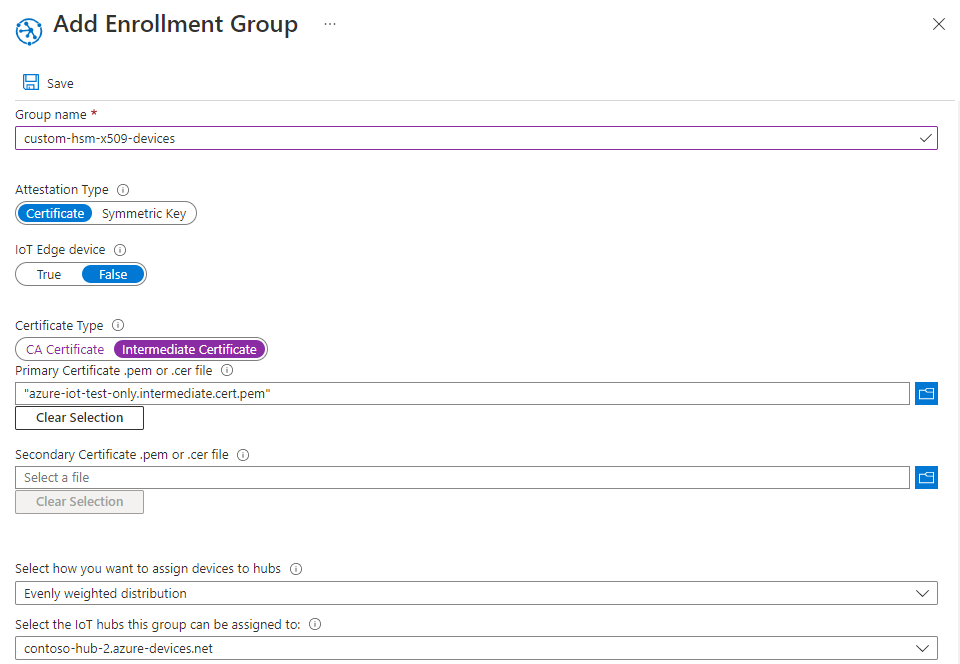 Screenshot that shows adding an enrollment group in the portal.