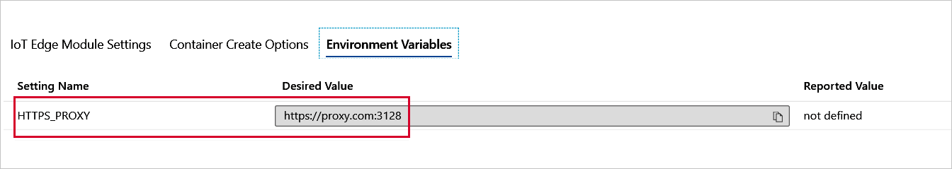 Screenshot showing the Environment Variables tab.