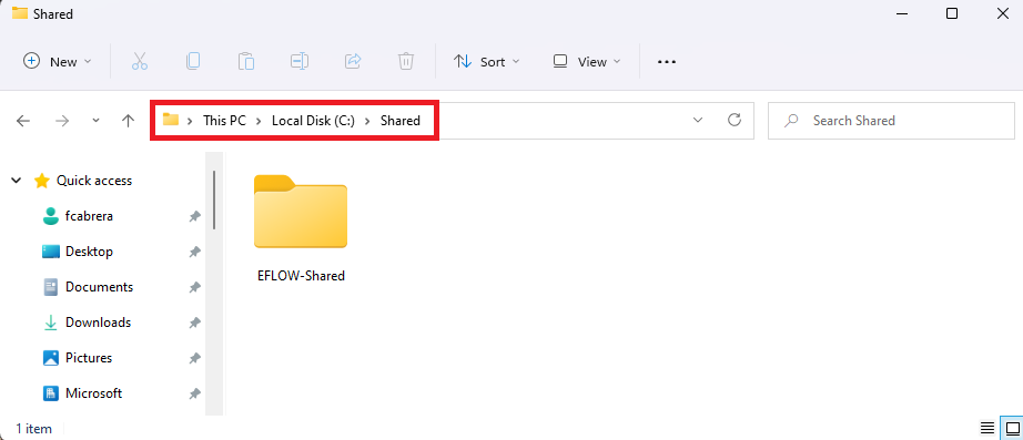 Screenshot of the Windows root folder.