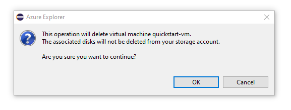 The virtual-machine delete confirmation window