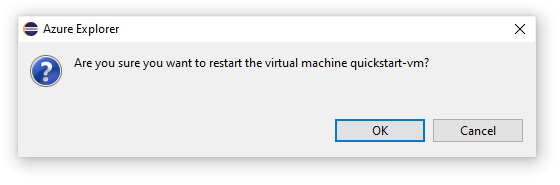 The virtual-machine restart confirmation window