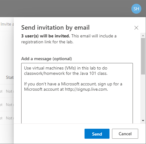 The "Send registration link by email" window