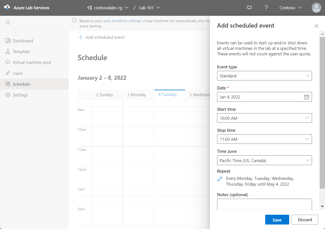 Screenshot of the Add scheduled event window.