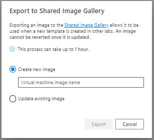 Reexport to Shared Image Gallery dialog