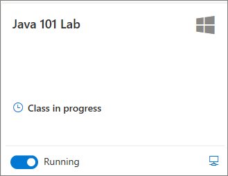 Screenshot of lab VM tile in Azure Lab Services when VM has been started by a schedule.
