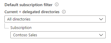 Screenshot of the default subscription filter with one delegated subscription selected.