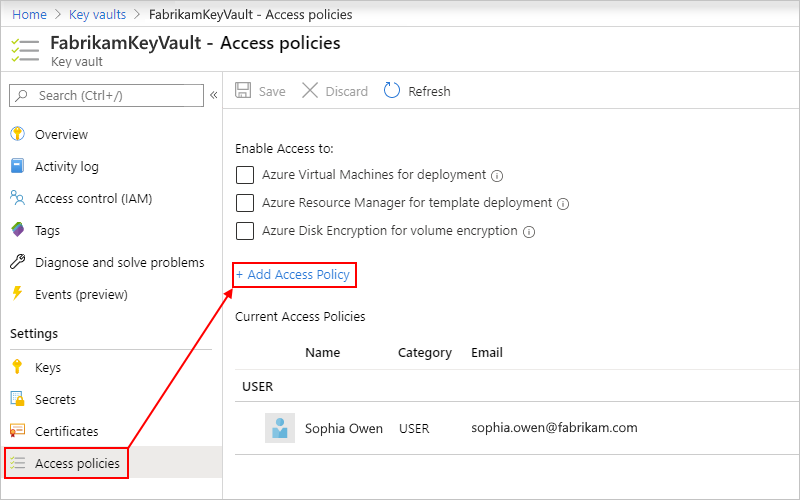 Add access policy for system-assigned managed identity