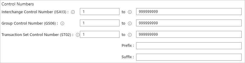 Control numbers for outbound messages