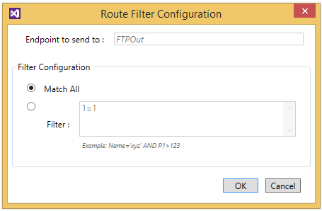 Screenshot that shows the routing filter option.