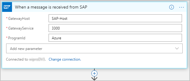 Screenshot that shows adding an SAP trigger to logic app workflow.
