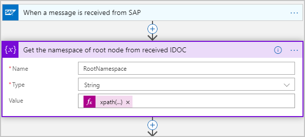 Screenshot that shows getting the root namespace from IDoc.
