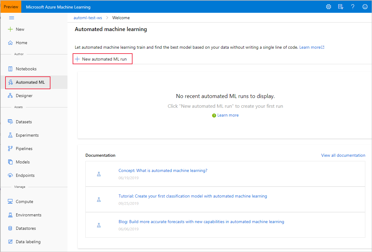 Use Azure's automated ML interface to train & deploy models ... - 