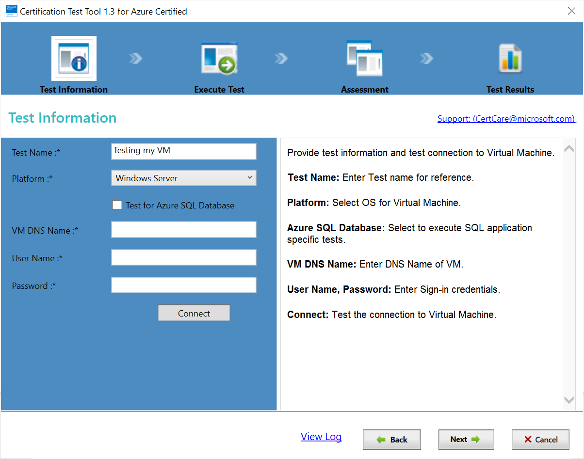 Shows the selection of VM user name and password.