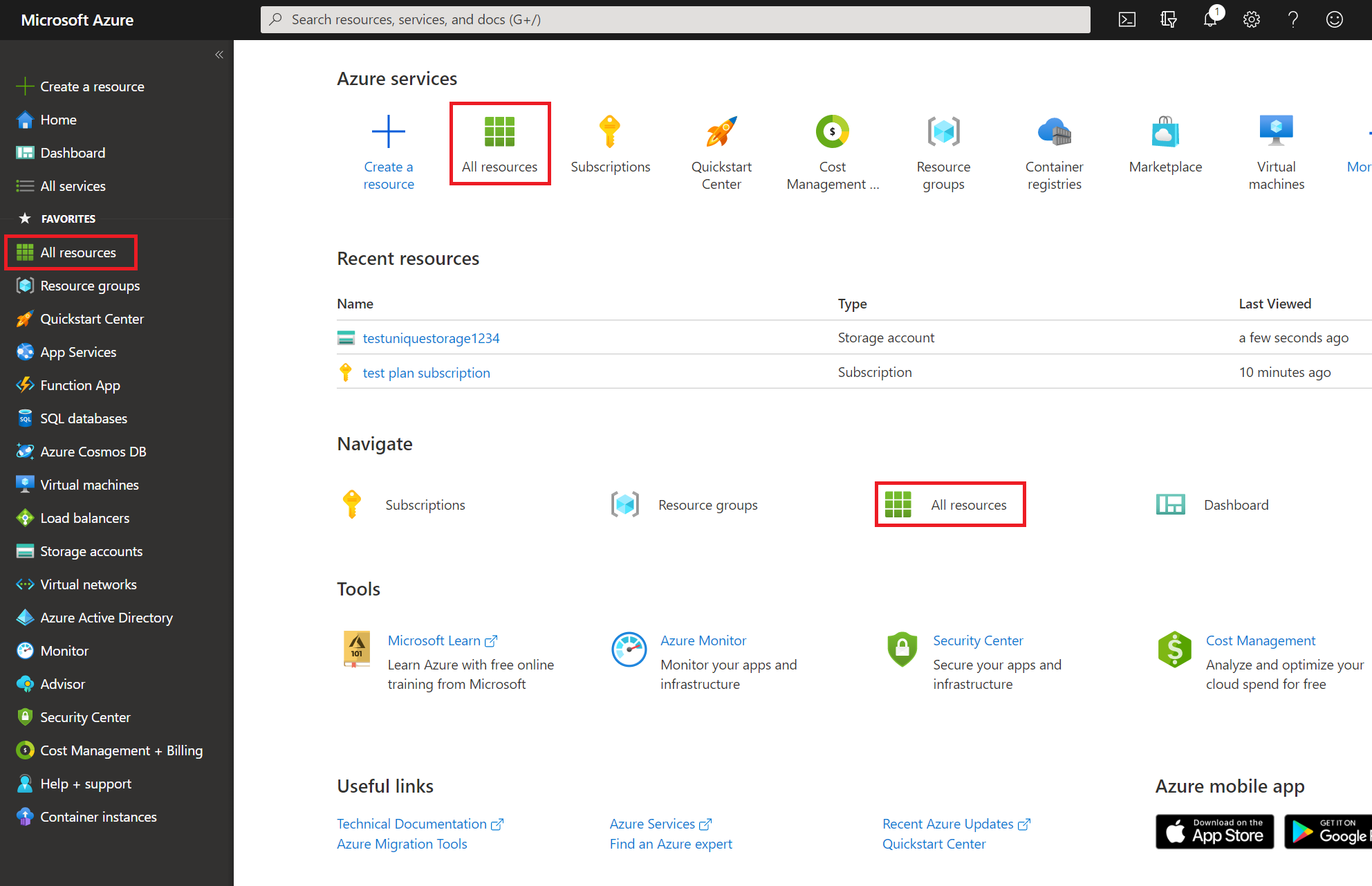 Screenshot showing access to your Azure storage account.