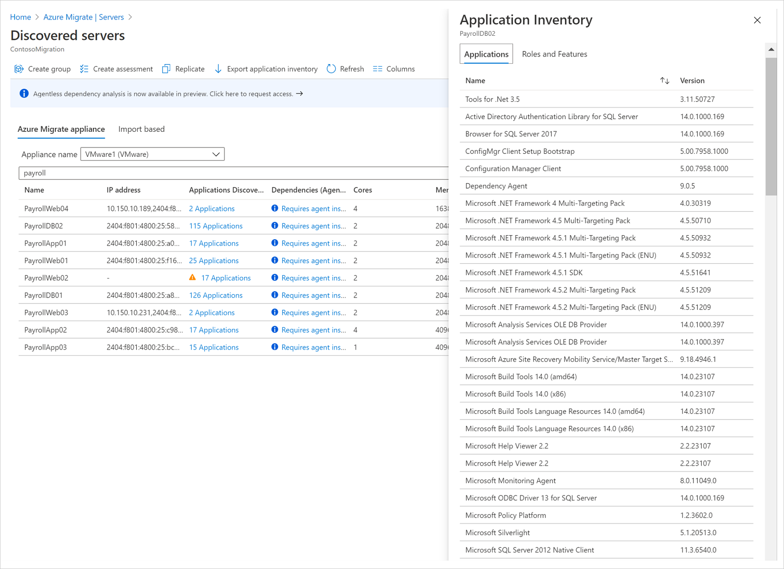 Application inventory on Portal