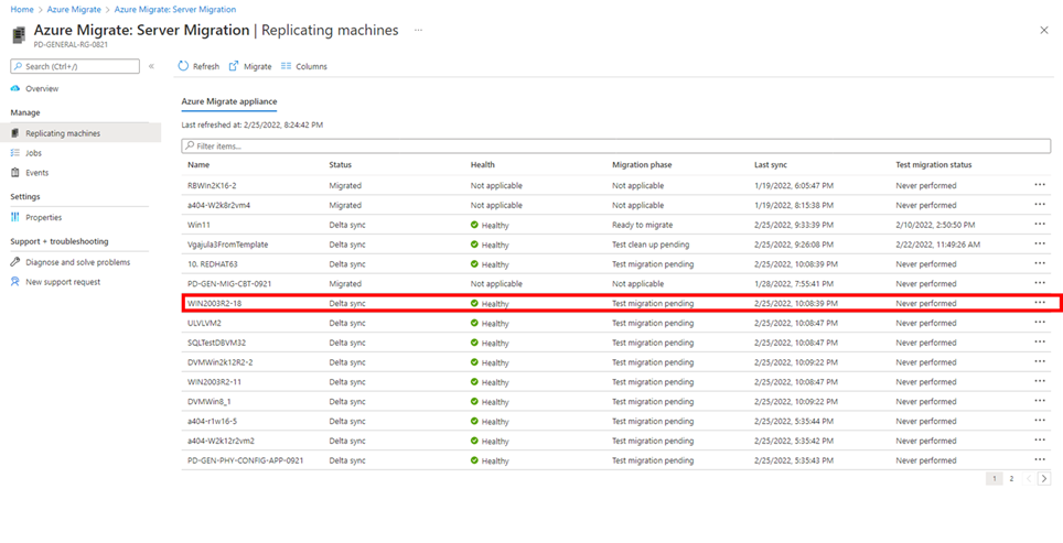 Screenshot shows the contents of replicating machine screen. It contains a list of replicating machine.
