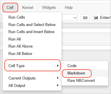 Cell type menu command