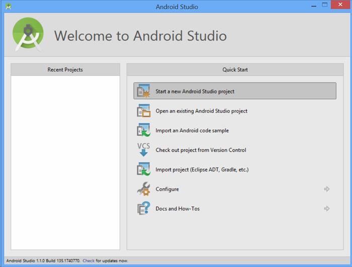 Android Studio - new project