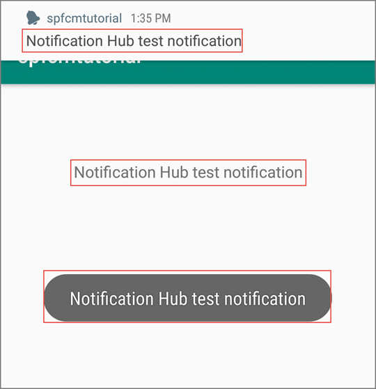 Notification message on device