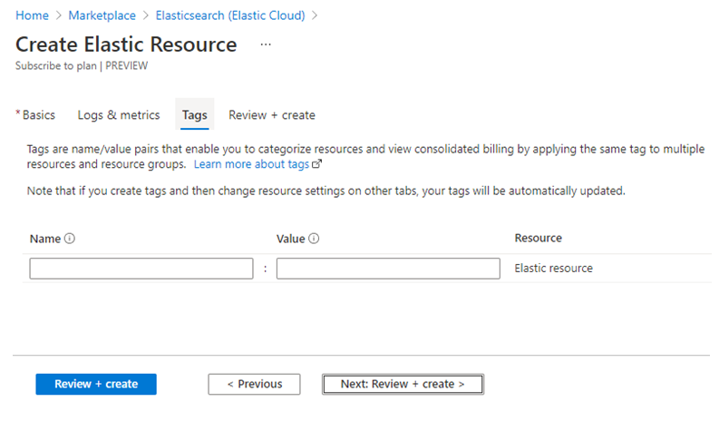Add tags to Elastic resource
