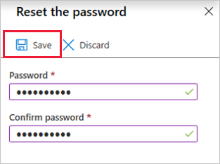 Screenshot of Azure portal to reset your password and save in Azure Database for PostgreSQL