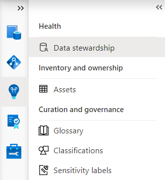 Screenshot of table of contents for Microsoft Purview Data Estate Insights.