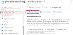 A screenshot showing how to add a setting to the App Service in Azure portal.