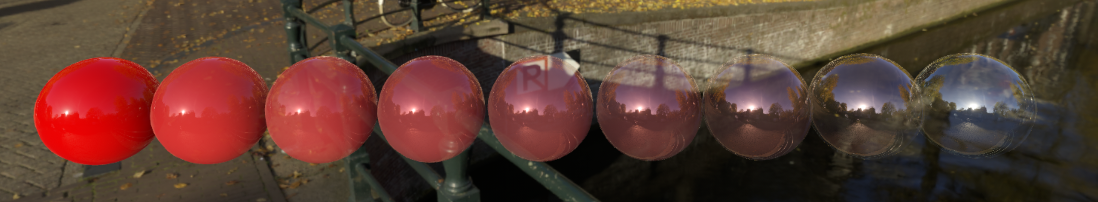 Spheres rendered with zero to full transparency