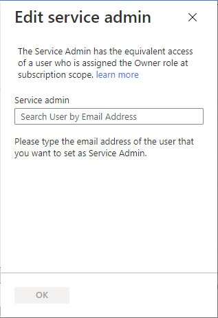 Screenshot showing the Edit service admin page