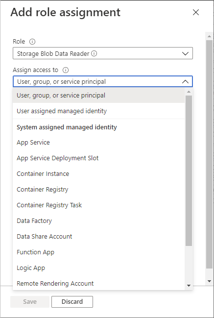 Screenshot of selecting a security principal in Add role assignment for classic experience.