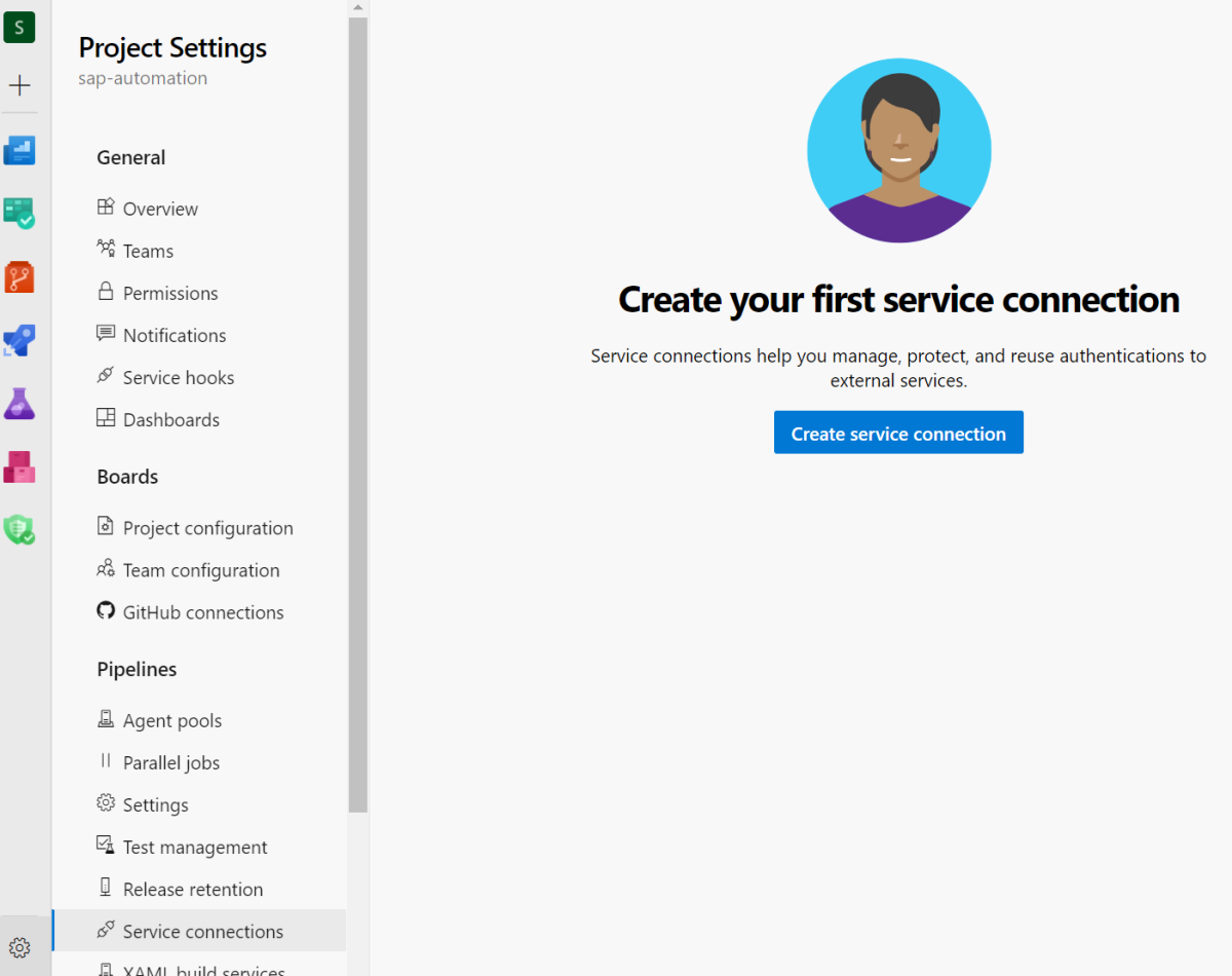 Screenshot that shows how to create a service connection for GitHub.