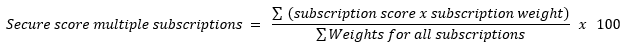 Equation for calculating the secure score for multiple subscriptions