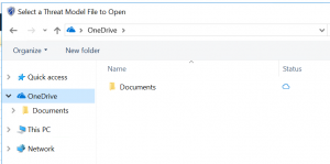 Screenshot shows OneDrive selected in the Open a model dialog box.