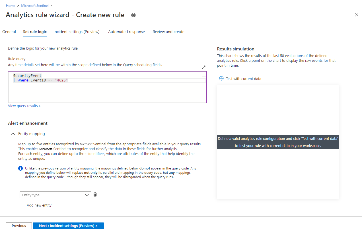 Configure query rule logic and settings