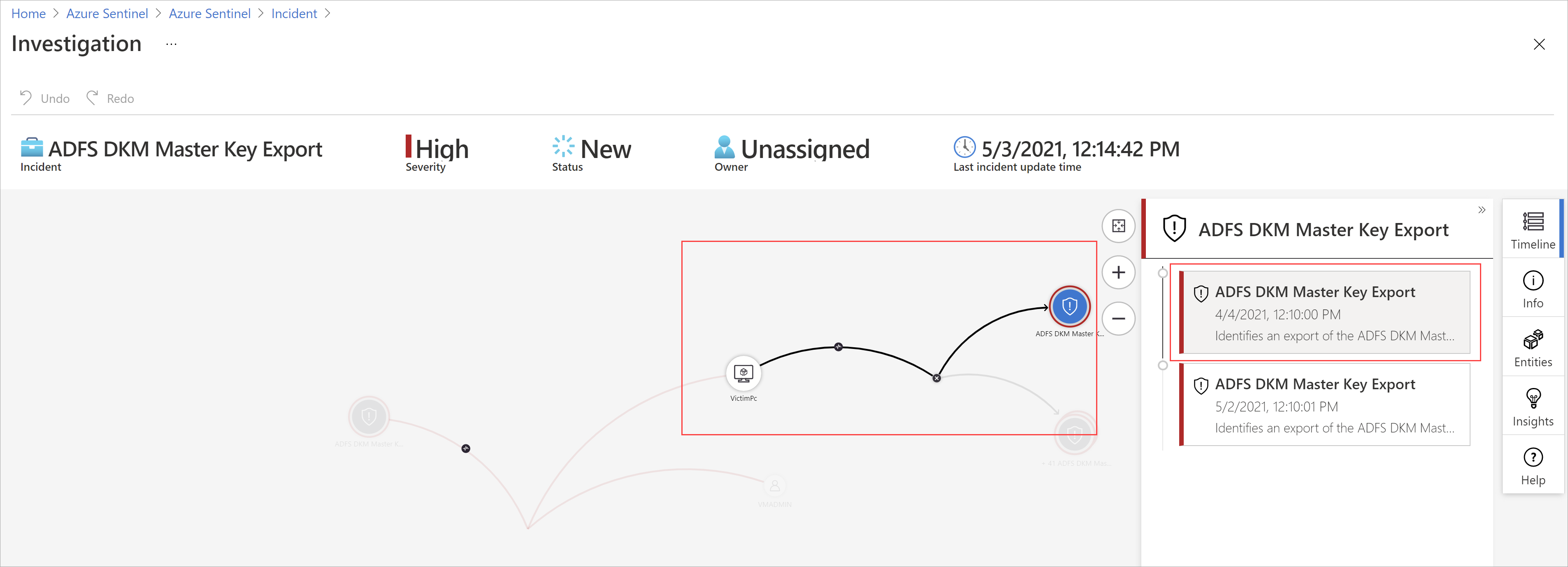 Use timeline in map to investigate alerts