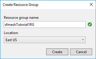Screenshot that shows how to create a new resource group.