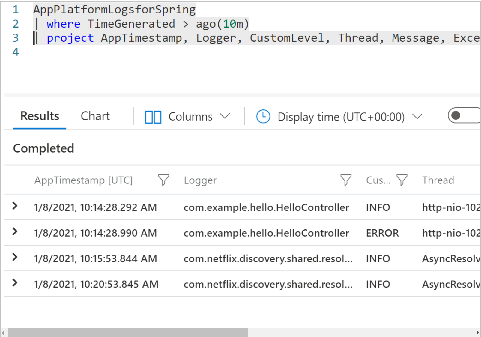 Structured application log for Azure Spring Cloud   Microsoft Docs
