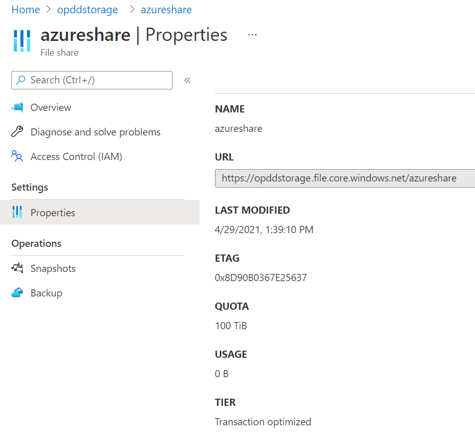 Find Azure files endpoint.