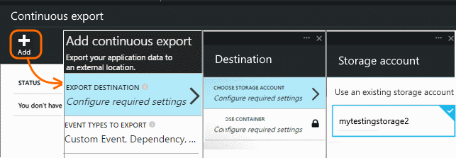 Screenshot continuous export then select Add.