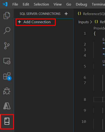 + Add Connection appears in the left pane and is highlighted.
