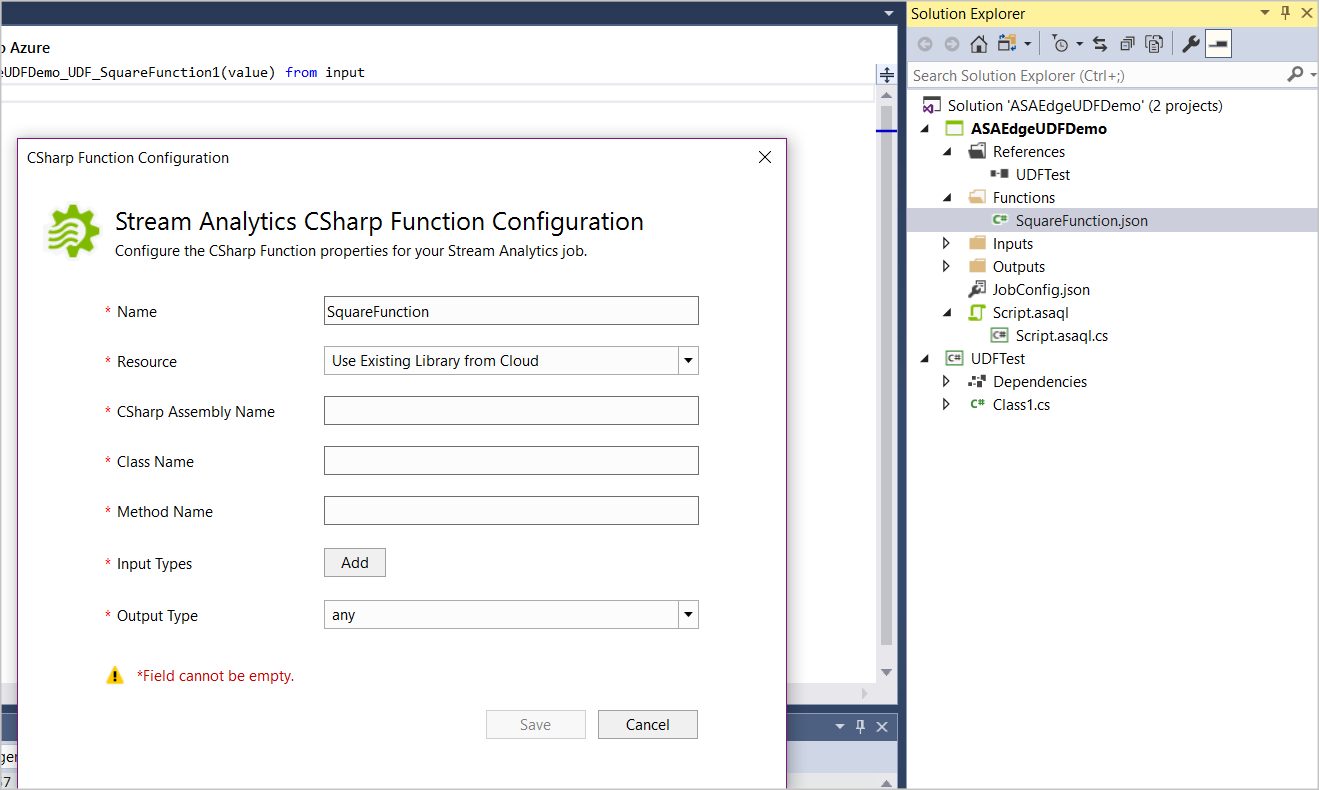 C sharp function configuration in Visual Studio