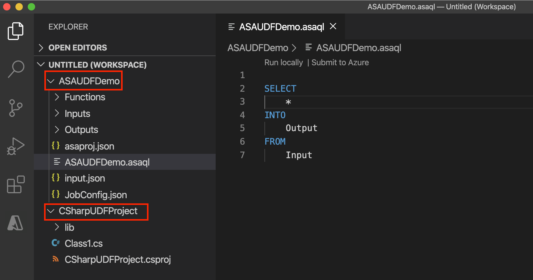 Azure Stream Analytics project in Visual Studio Code