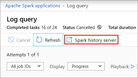 Open spark history server.