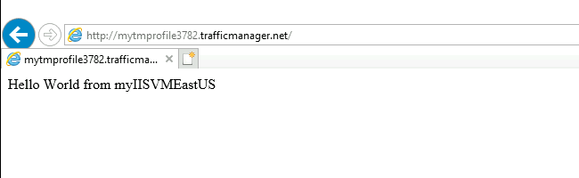 Screenshot that shows the "Traffic Manager" profile in a web browser.