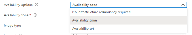 A screenshot of the availability zone drop-down menu. The "availability zone" option is highlighted.