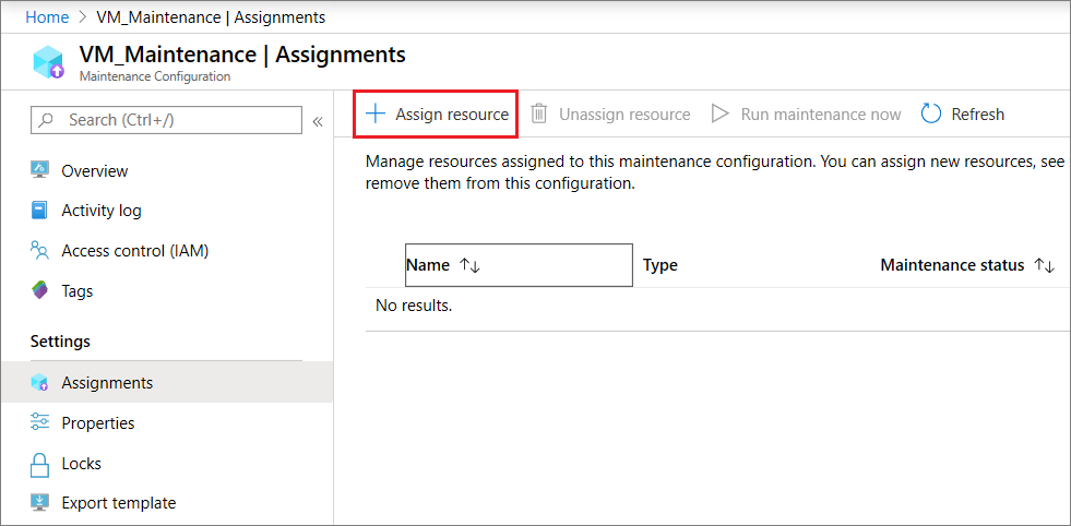 Screenshot showing how to assign a resource