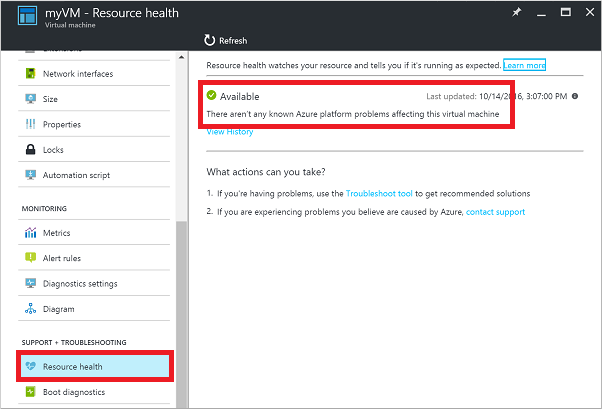 Check VM resource health in the Azure portal
