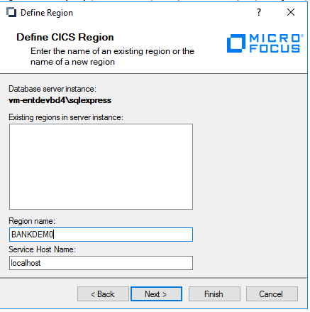 Define Region dialog box