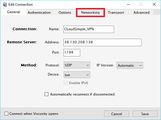 Edit VPN Connection