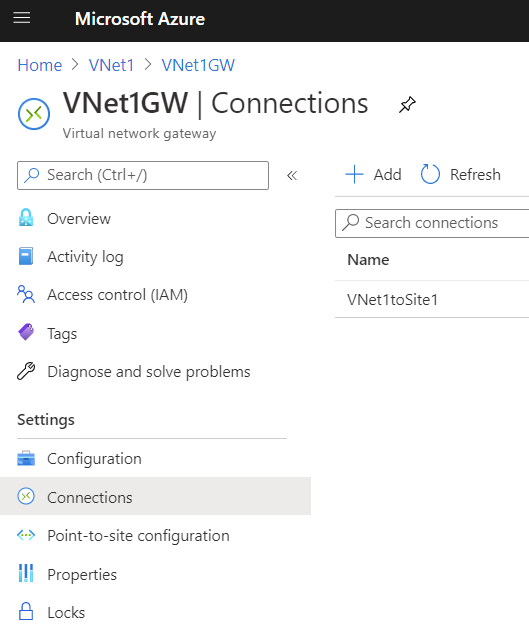 VPN gateway connections